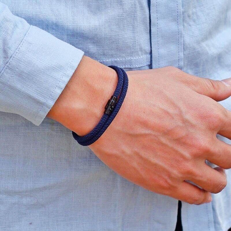 Men’s Rope Bracelet Double Layer Simple Style Thread Fabric Casual Accessory