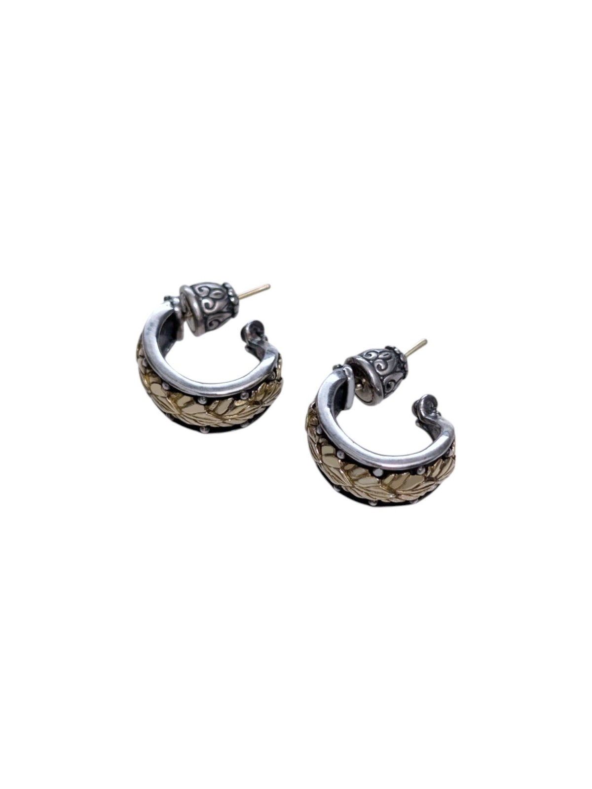 Konstantino Sterling Silver & 18k Gold Hoop Earrings SKKJ577-130 MSRP $890