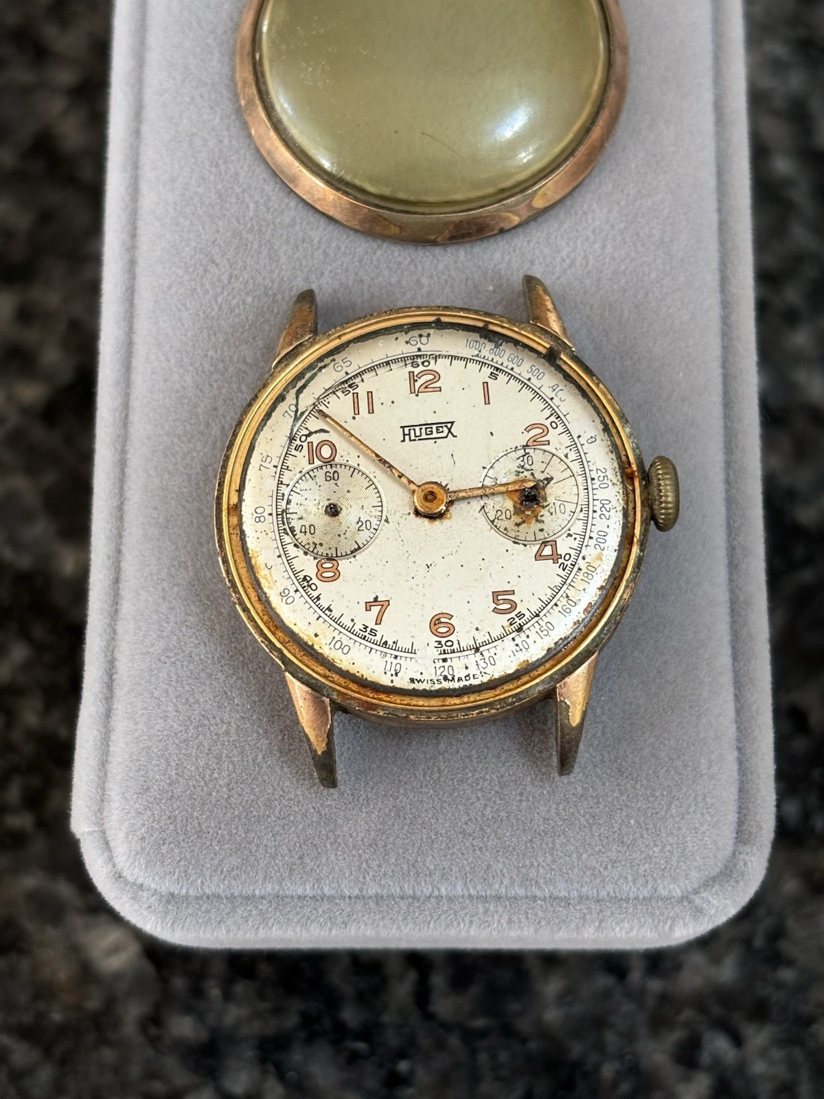 Vintage Hugex Chronograph Valjoux Swiss 17J Men’s Watch – For Restoration Repair