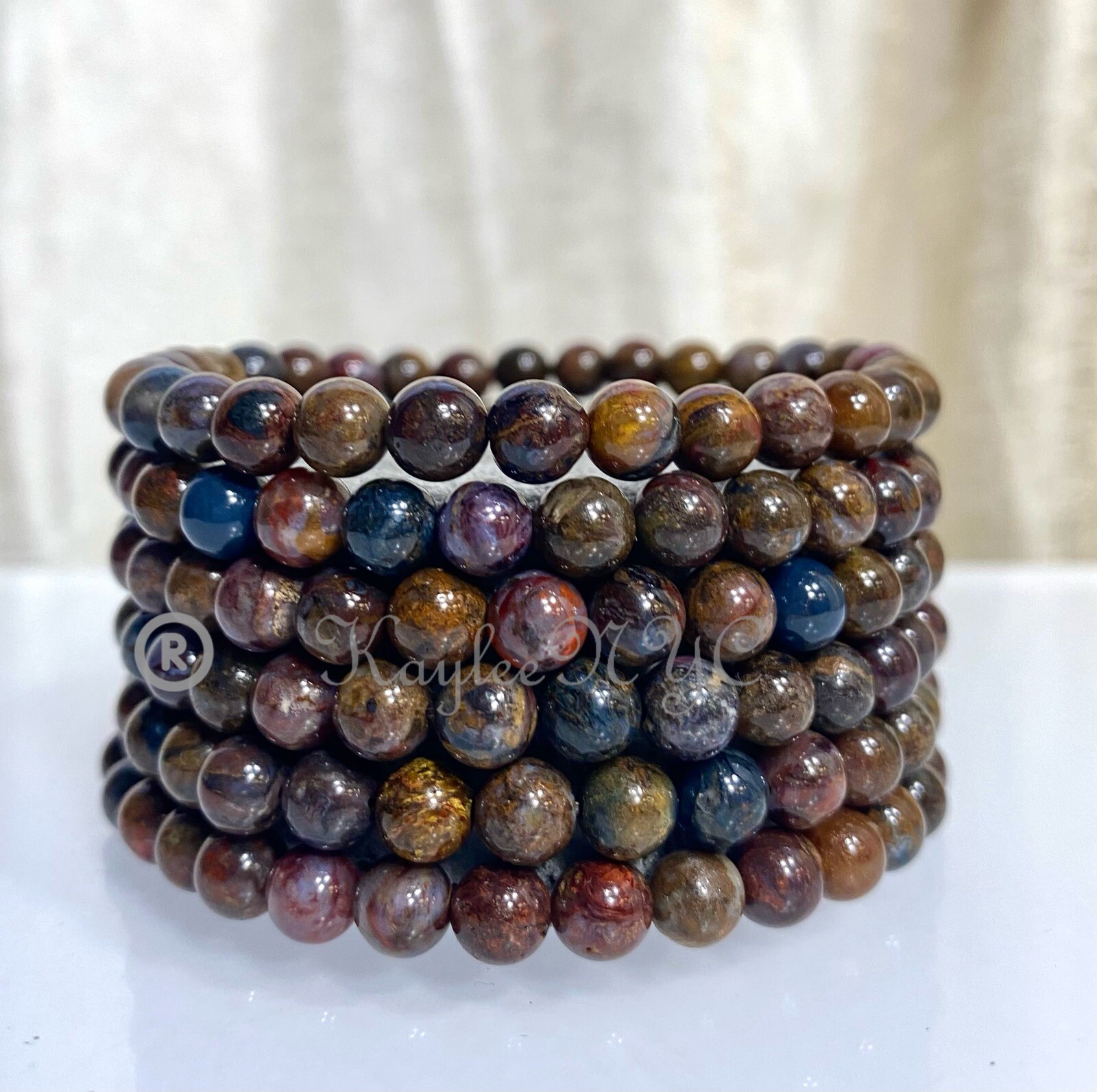 Wholesale 6 Pcs Natural Pietersite Eye 6mm 7.5” Stretch Bracelet Crystal