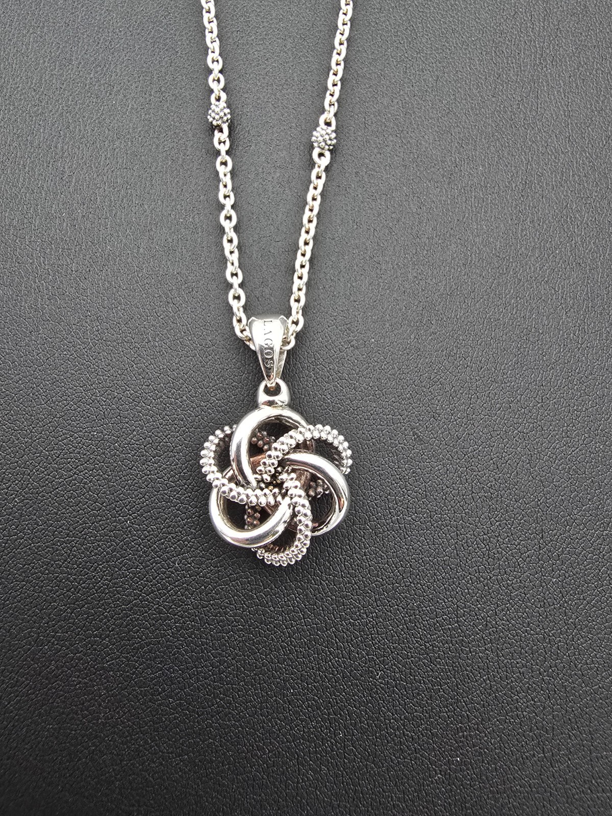 LAGOS Caviar Love Knot Sterling Silver Necklace 18″