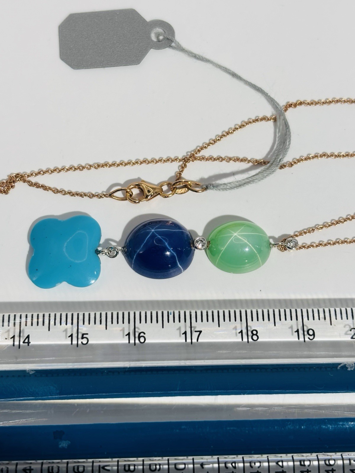 diamond necklace fine jewelry14k rose gold chain jade, sapphire star torque