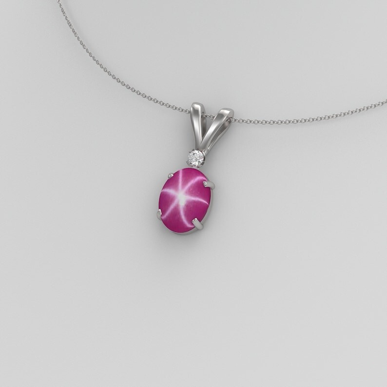 925 Silver Star Ruby Pendant for Women Lindy star, Lab created Necklace