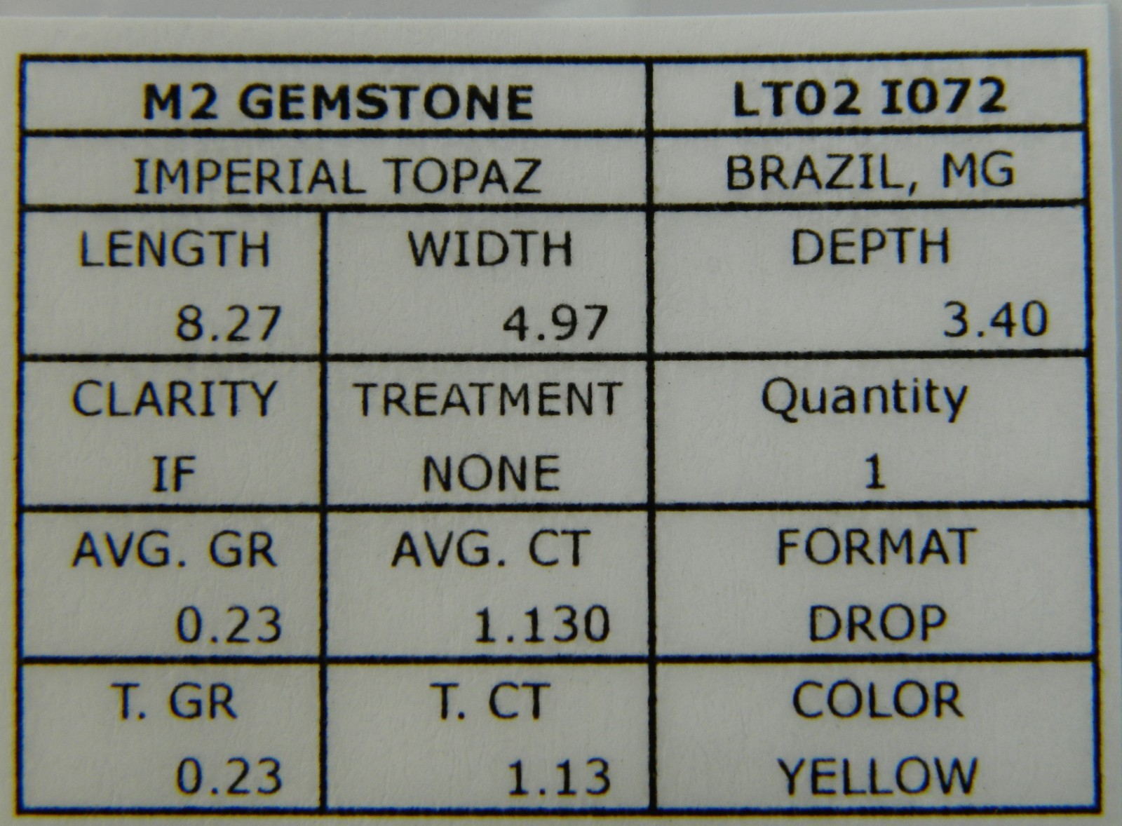 Imperial Topaz 1.13 Ct Clarity IF Pear Cut Natural Golden Brazil I072