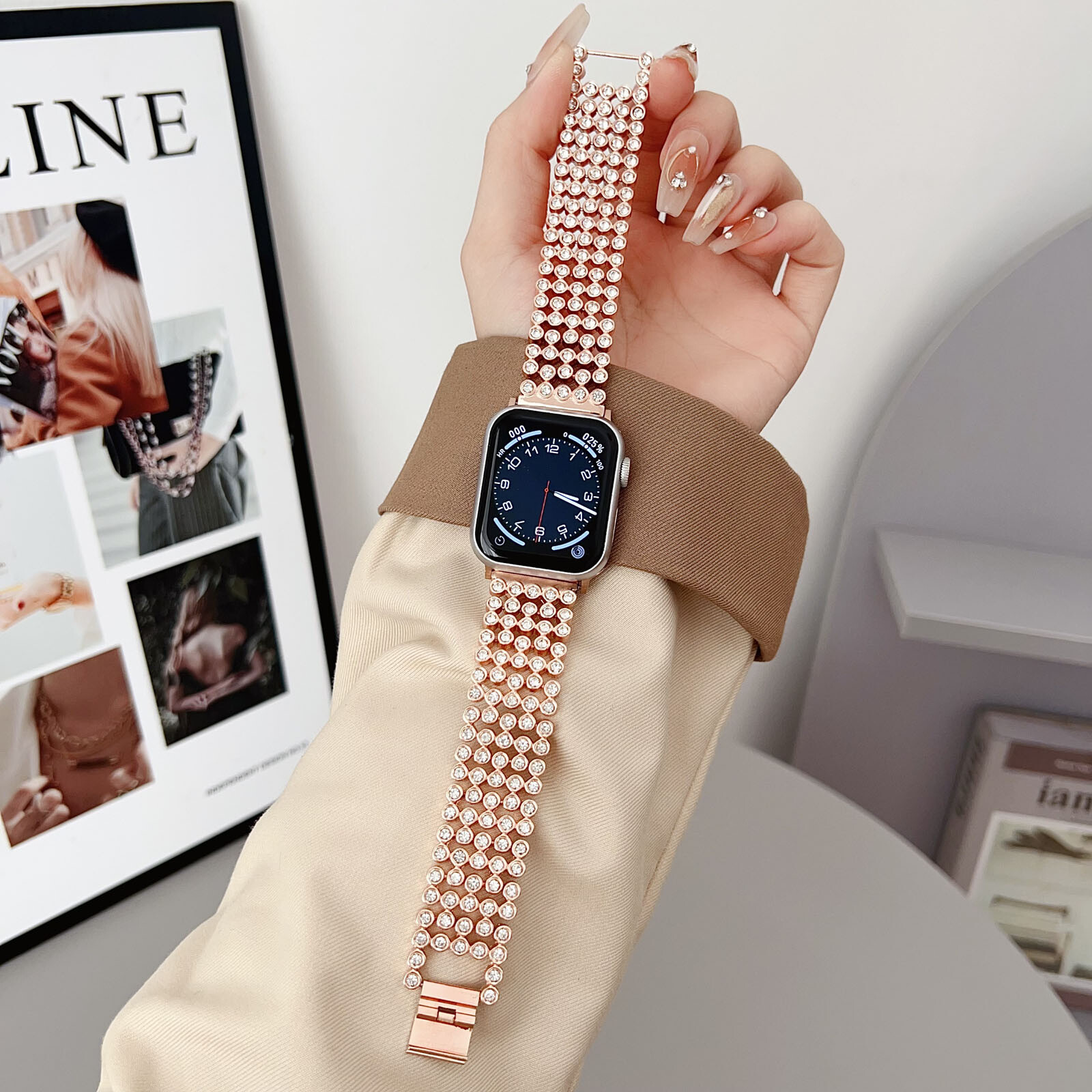 Bling Women Luxury Watch Band Strap For iWatch Ultra 2/1 Series 10/9/8/7/SE/6/5