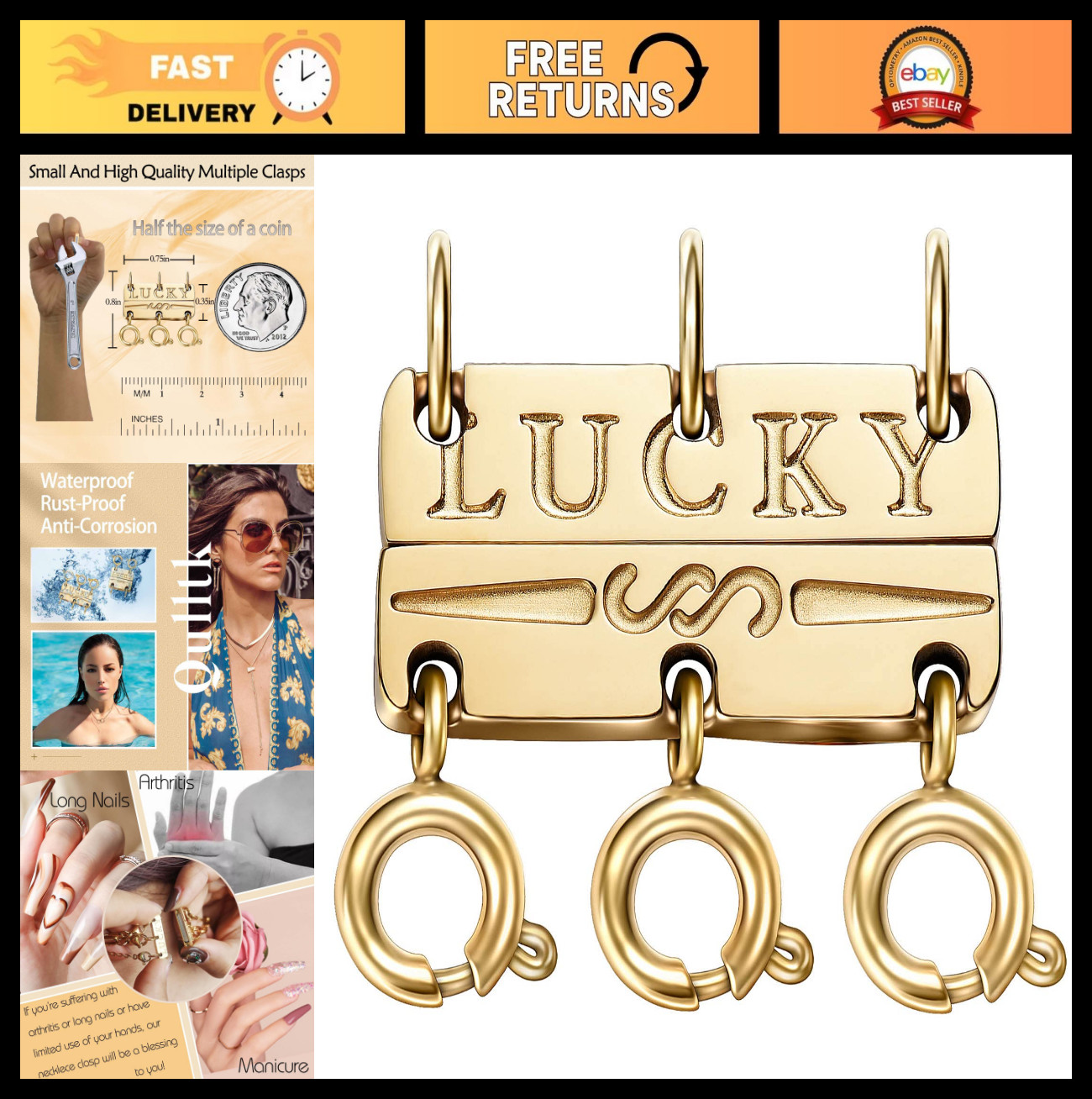 Magnetic Layering Necklace Clasps – 18K Gold & Silver Closures for Stackable Jew