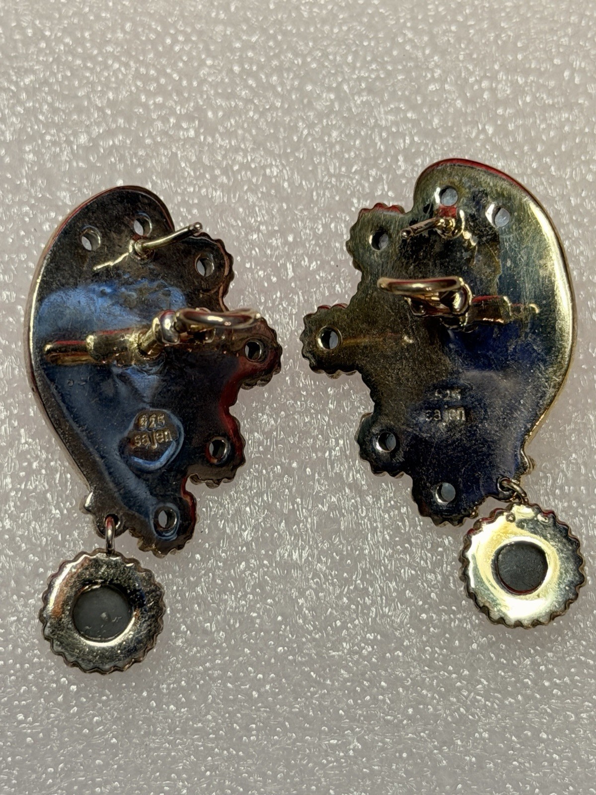 Vintage Sajen 925 Sterling Silver Carved Goddess Face Earrings