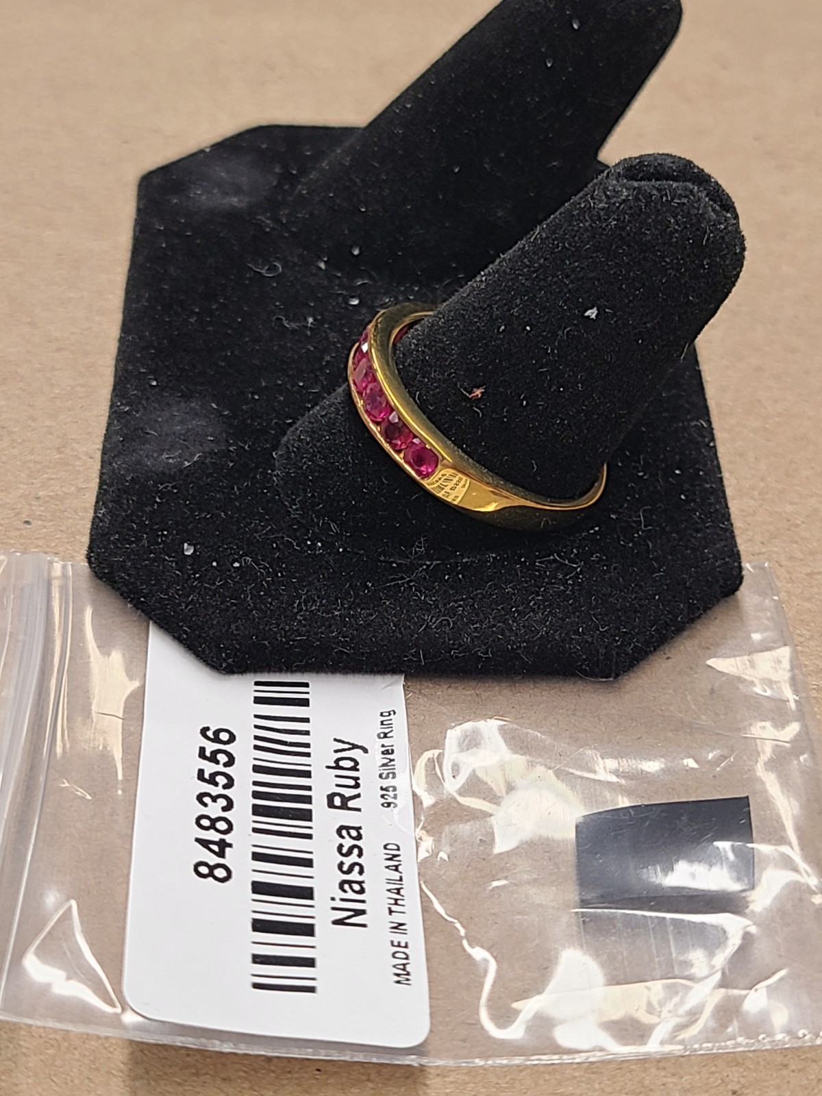 D’Joy Niassa Ruby (FF) 0.70 ctw Band Ring in 14K Yellow Gold Over Sterling Silve