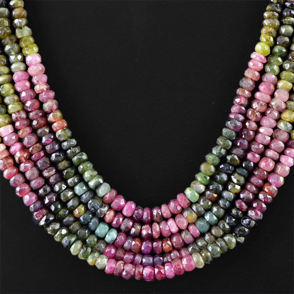 511.85 CTS NATURAL 5 LINE WATERMELON TOURMALINE FACETED BEADS NECKLACE – GEM EDh