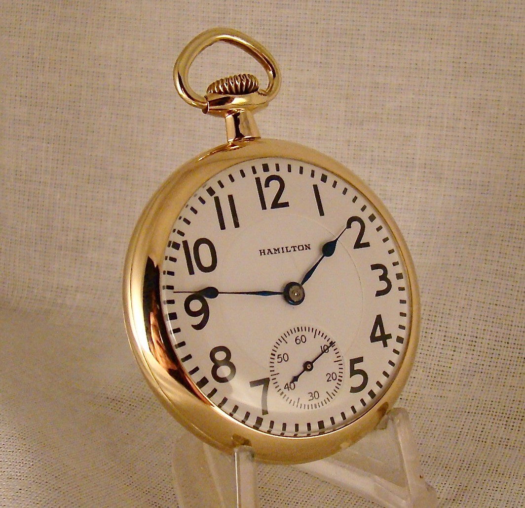 105 YEARS OLD HAMILTON “992” 21j 10k GOLD FILLED OPEN FACE 16s RR OCKET WATCH