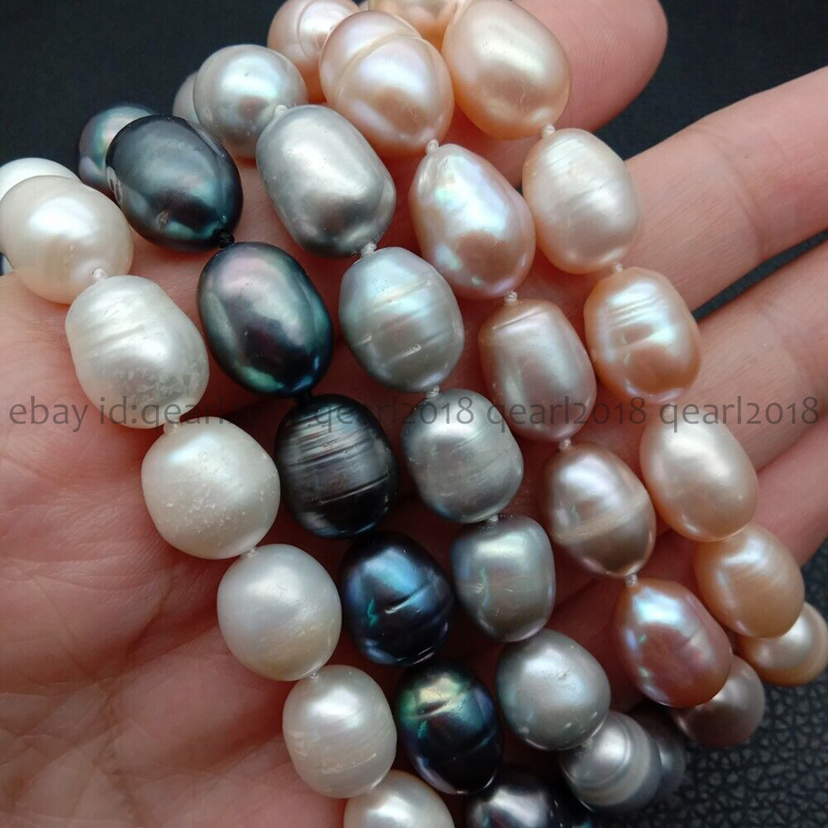 Natural White Black Gray Pink Purple Rice Cultured Pearl Beads Bracelet 7-8.5”