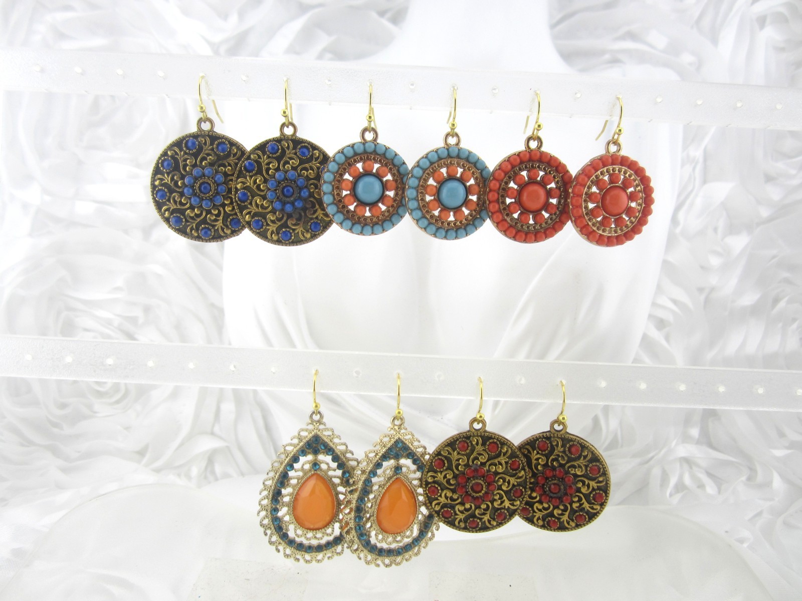 Pre-Loved Assorted Colorful Disk Earrings 5 Pairs (Lot#MCE5P01)
