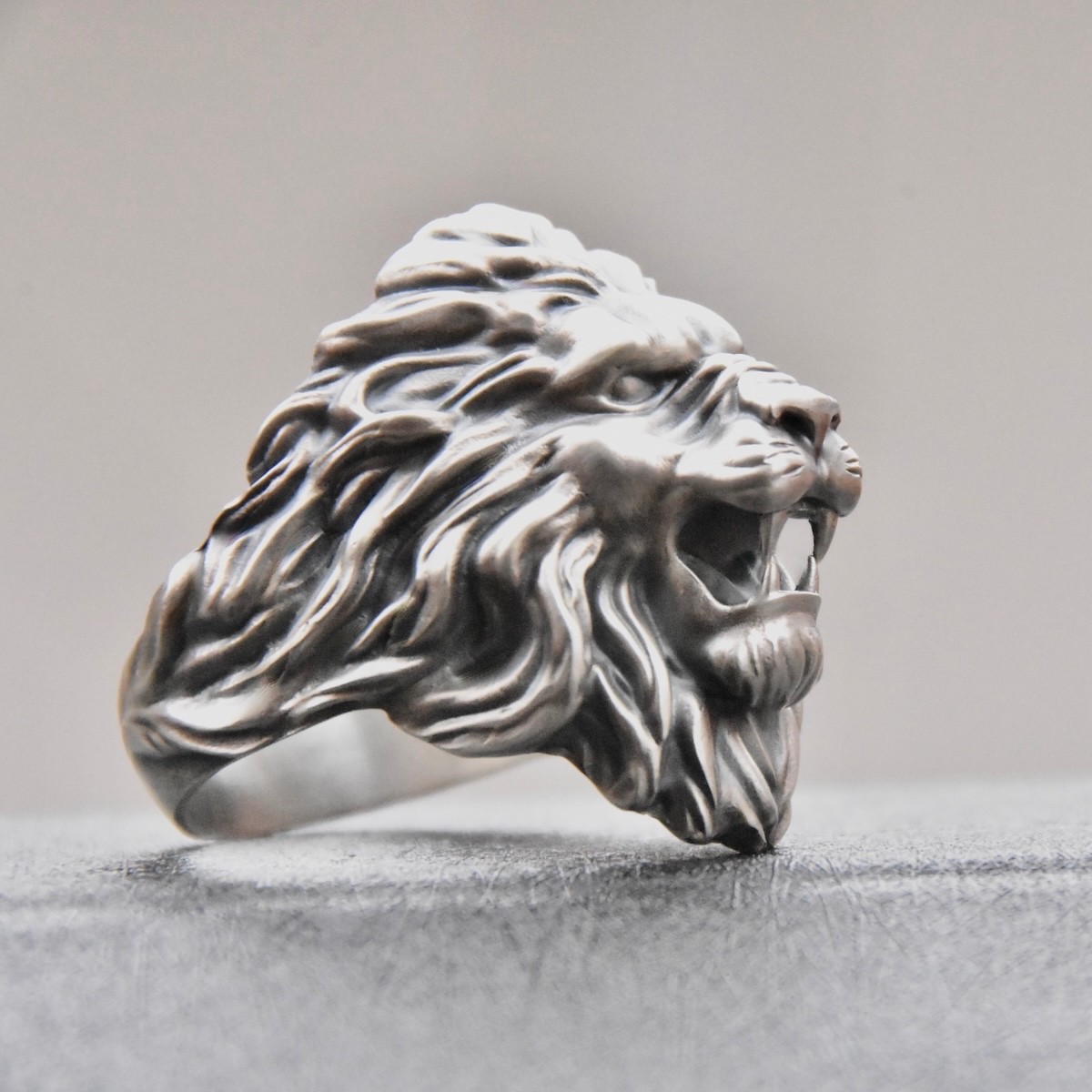 King of Lion Ring Sterling Silver 925 Roaring Head Biker Men Handmade Jewelry