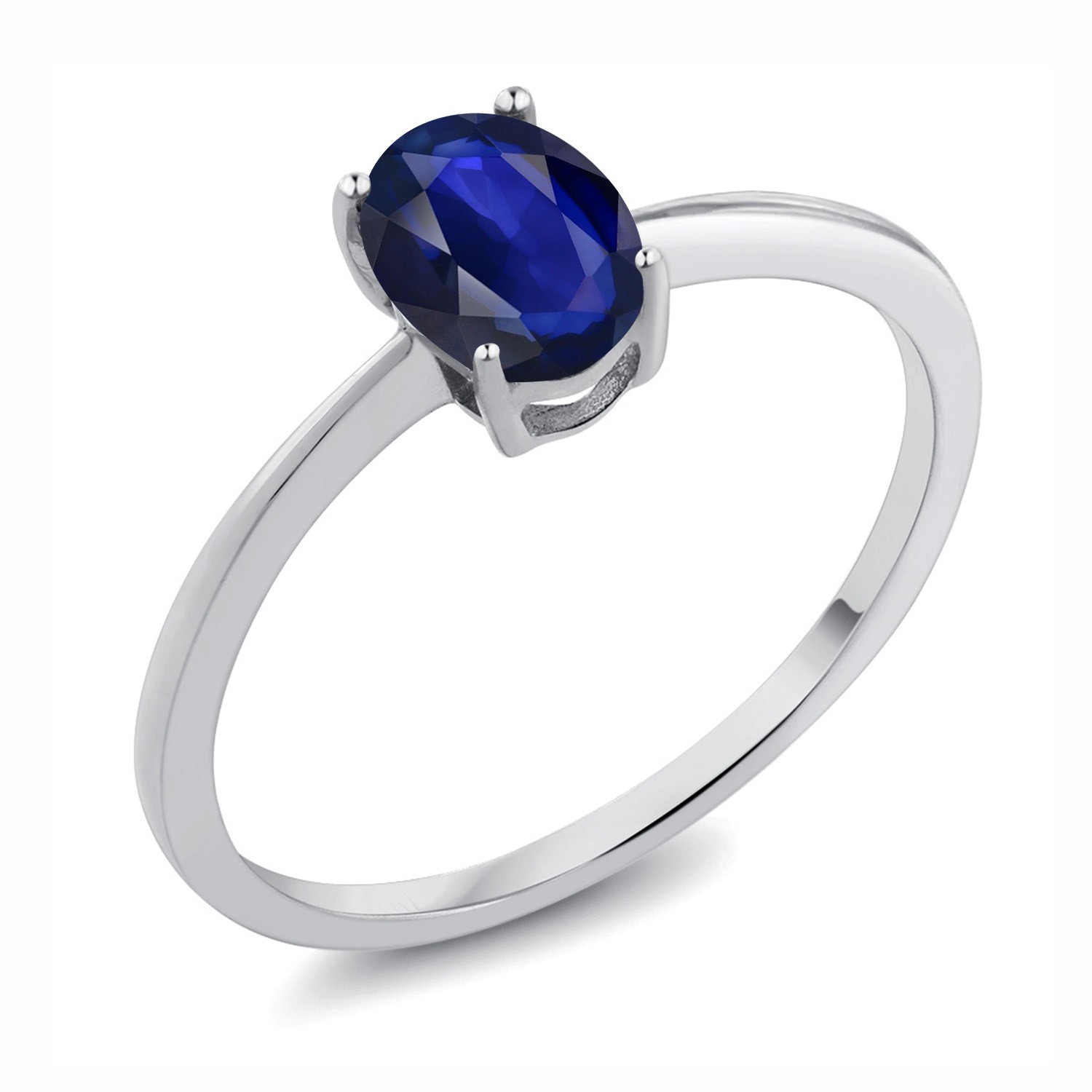 0.57 Ct Oval Blue Sapphire 10K White Gold Ring
