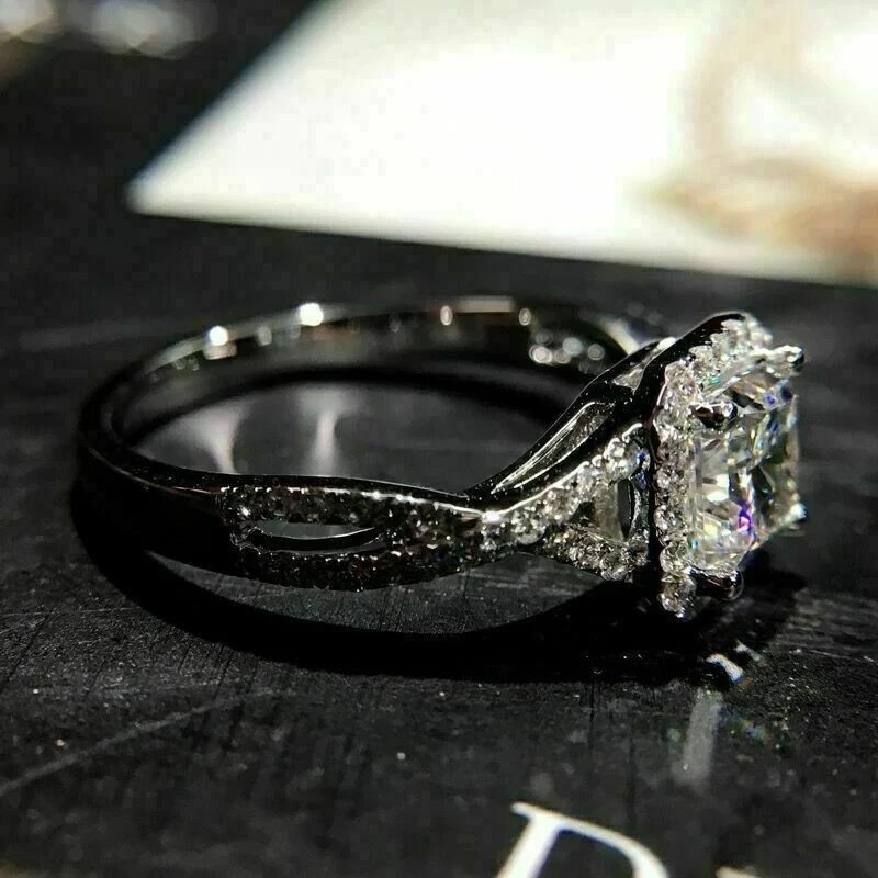 14K White Gold Over 1.50Ct Lab Created Diamond Infinity Engagement Wedding Ring