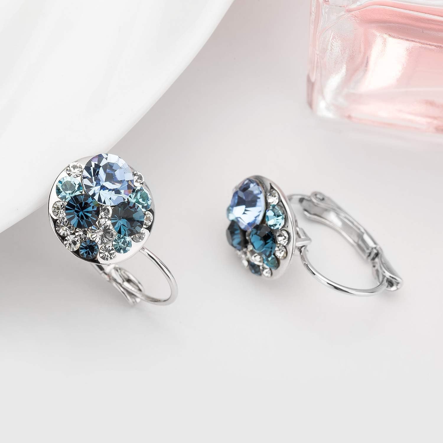Stunning Dangle Earrings with Multicolor Austrian Crystals – Gift Box Included