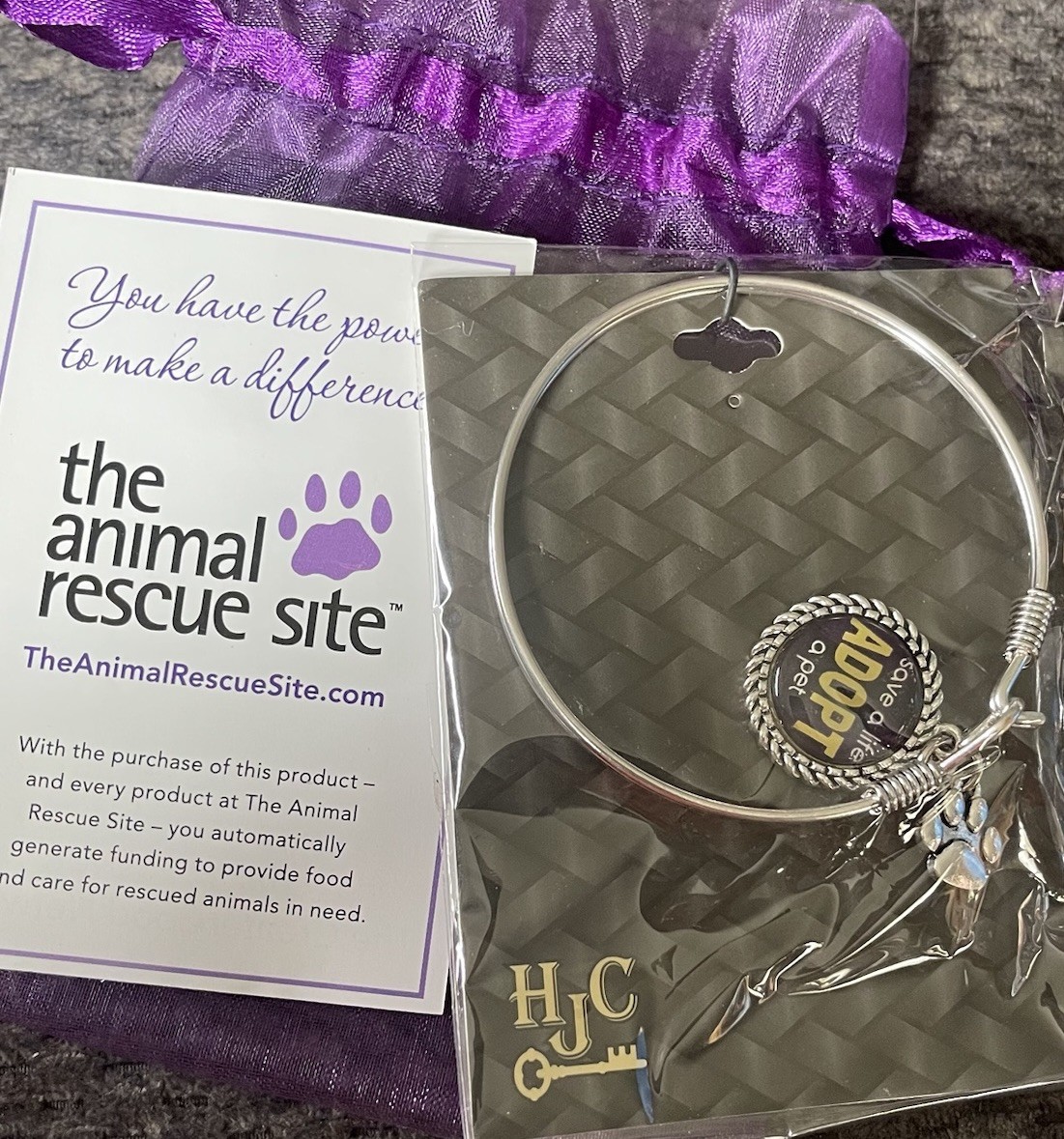 Pet Rescue Expandable Wire Bangle Silver Bracelet Paw & Save A Life Adopt A Pet