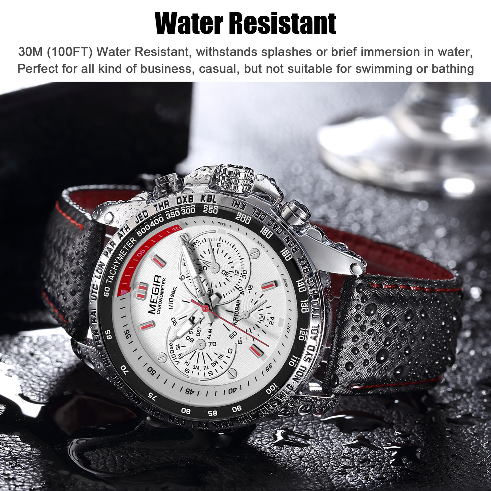 Waterproof MEGIR Men’s Stainless Steel Analog Sports Quartz Military Wrist Watch