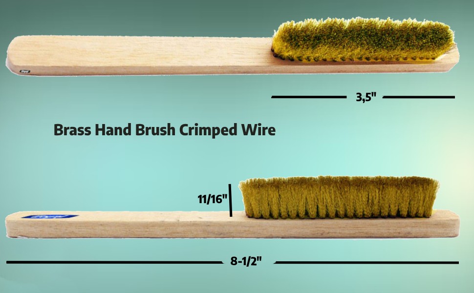 Brass Hand Brush Crimped Wire Wood Handle 8-1/2″ Cleaning Polishing Jewelry