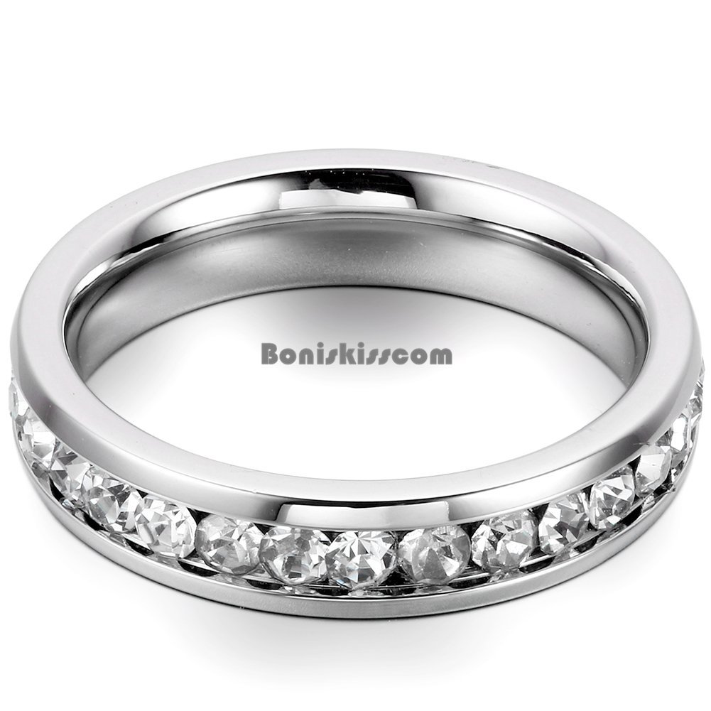 Stainless Steel Eternity Cubic Zirconia Cz Love Wedding Engagement Promise Ring
