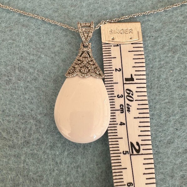 QVC Affinity Diamond Sterling Silver White Agate Necklace Pendant