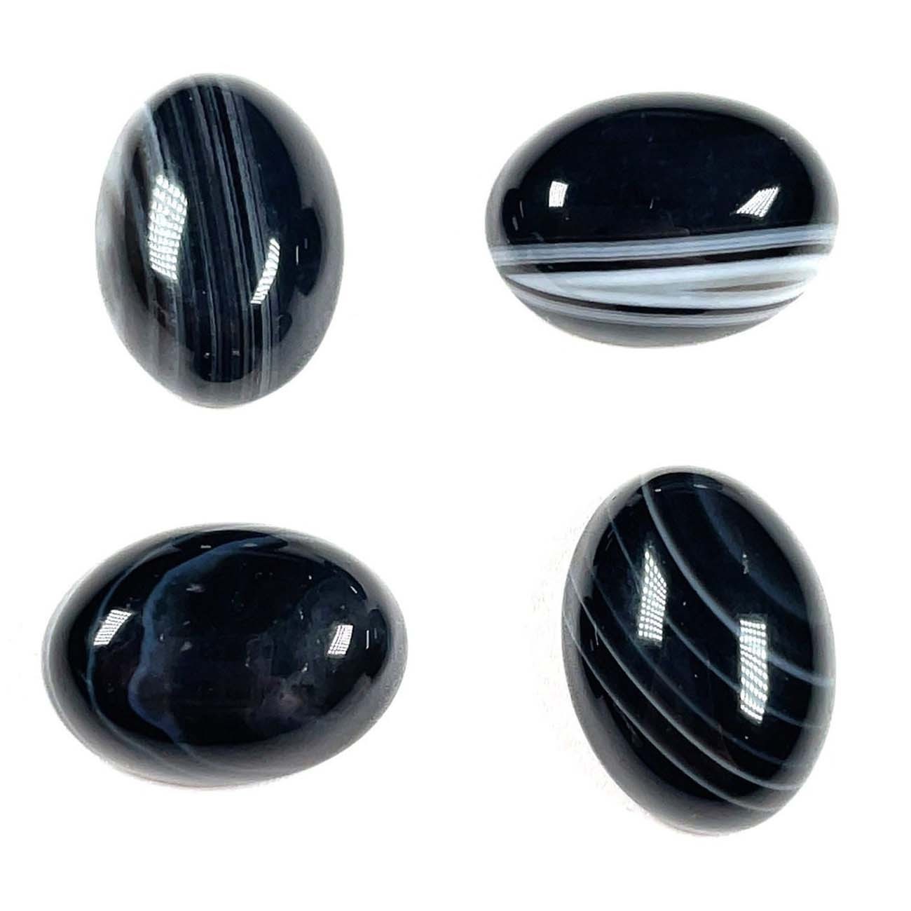 Natural Black Banded Agate Oval Cabochon 6x8mm To 12x16mm Loose Gemstone