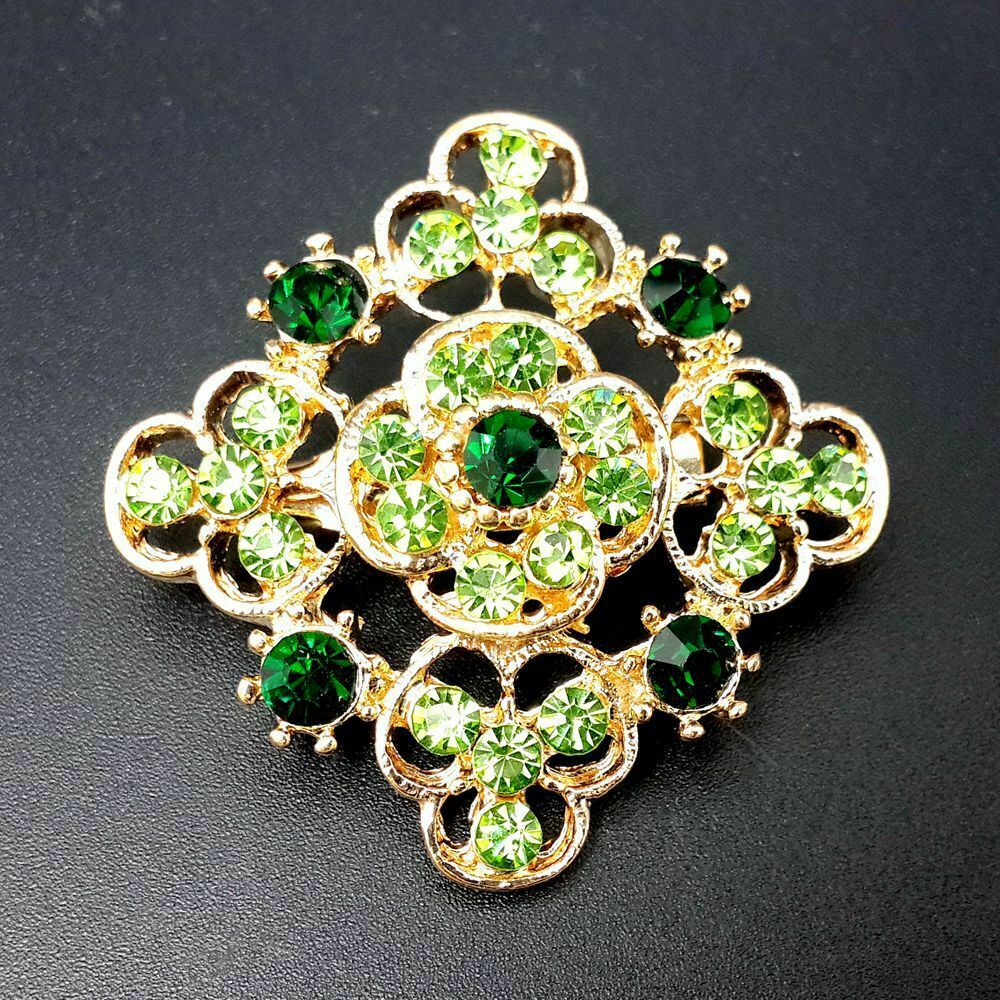 24pc Vintage Brooch Lot Mixed Alloy Rhinestone Crystal Pins Wedding Bouquet DIY