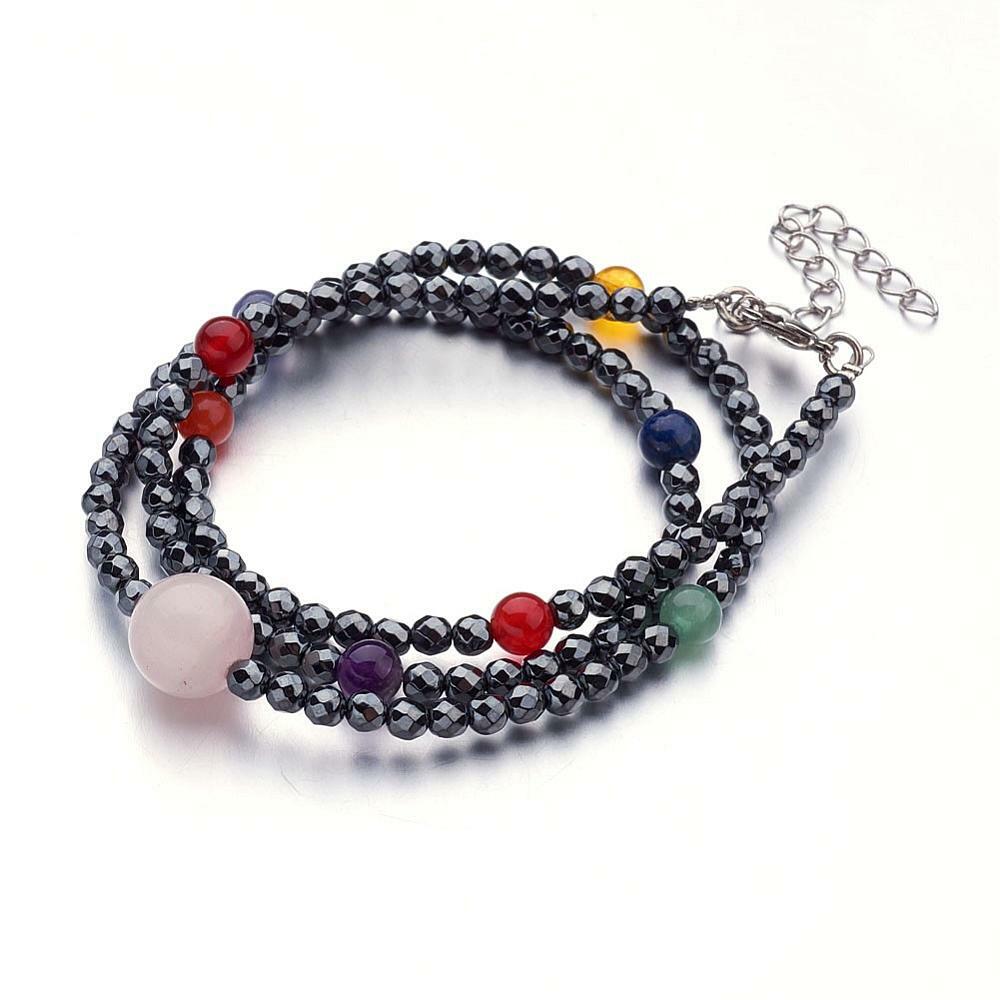 Gemstone Beaded Bracelets/Necklace Non-Magnetic Hematite Beads 22.4″ P37