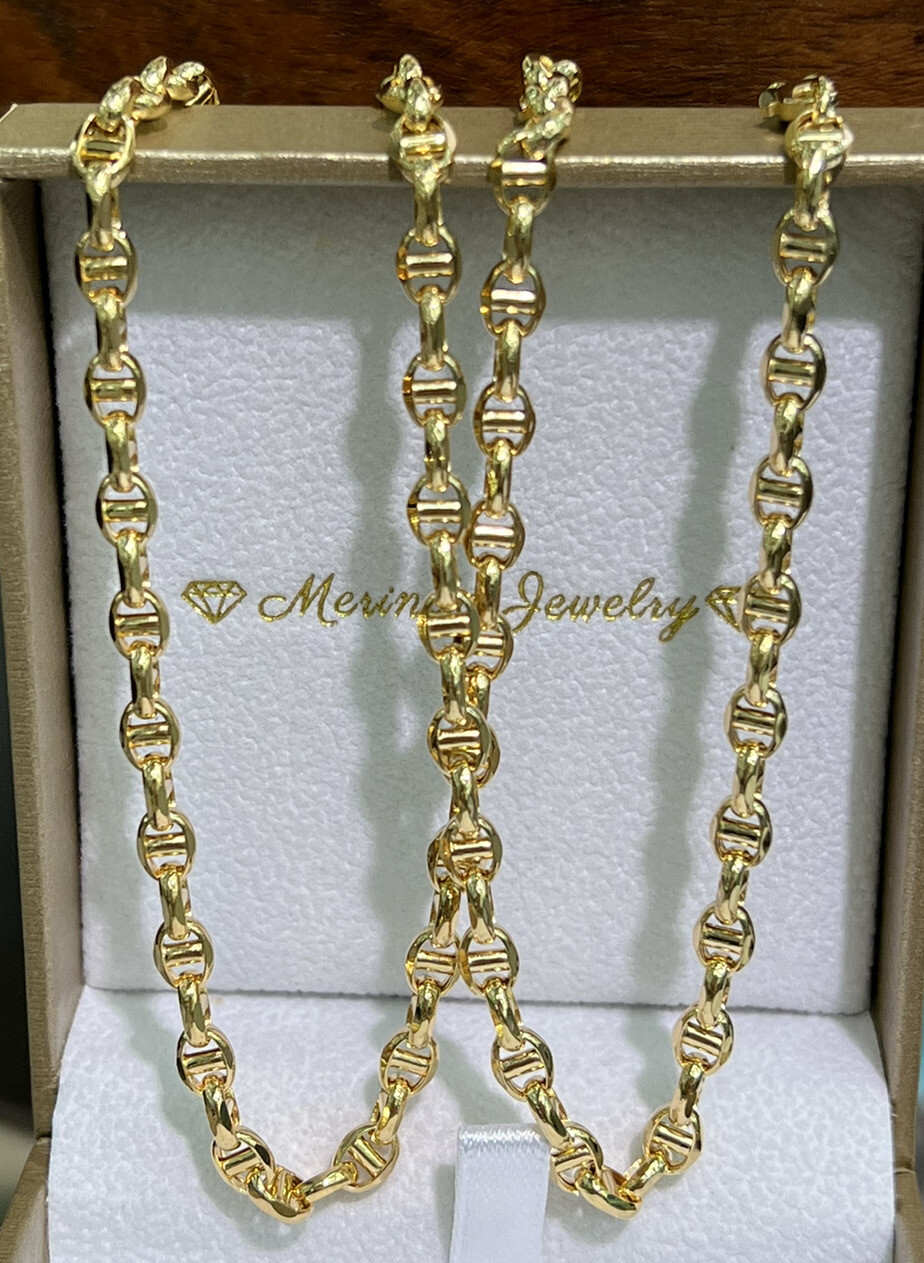 Pure 18K Yellow Gold Link Unisex Chain Necklace, 20 Inches. 11.81 Grams