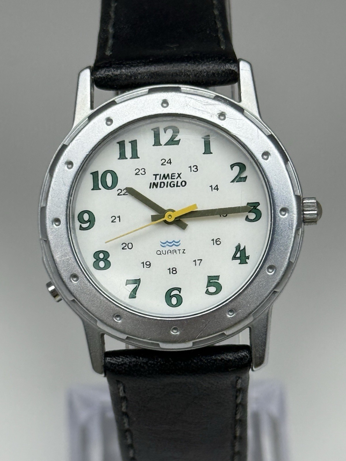 Vintage Timex Indiglo Quartz Backlit Military Style Wrist Watch 32mm 9” – Works