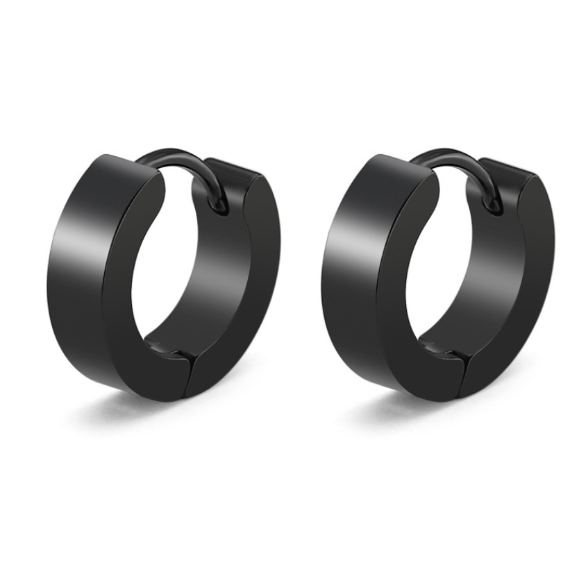 2pcs 4MM Small Men Women Stainless Steel Plain Hoop Huggie Ear Stud Earrings