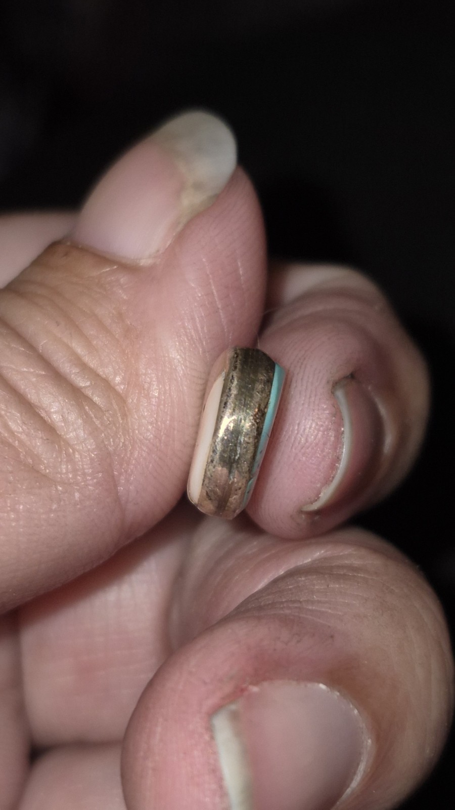 Double Sided Turquoise Mother of Pearl/Spiny Oyster Signed Five Circles Hallmark