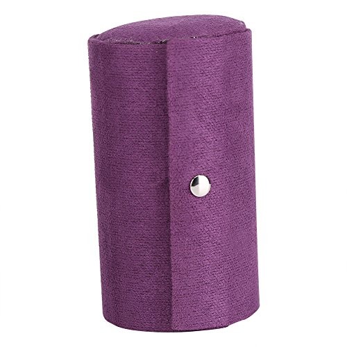 Retro Cylinder Shaped Jewelry Box, Velvet Three-Layer, Snap Button, 360