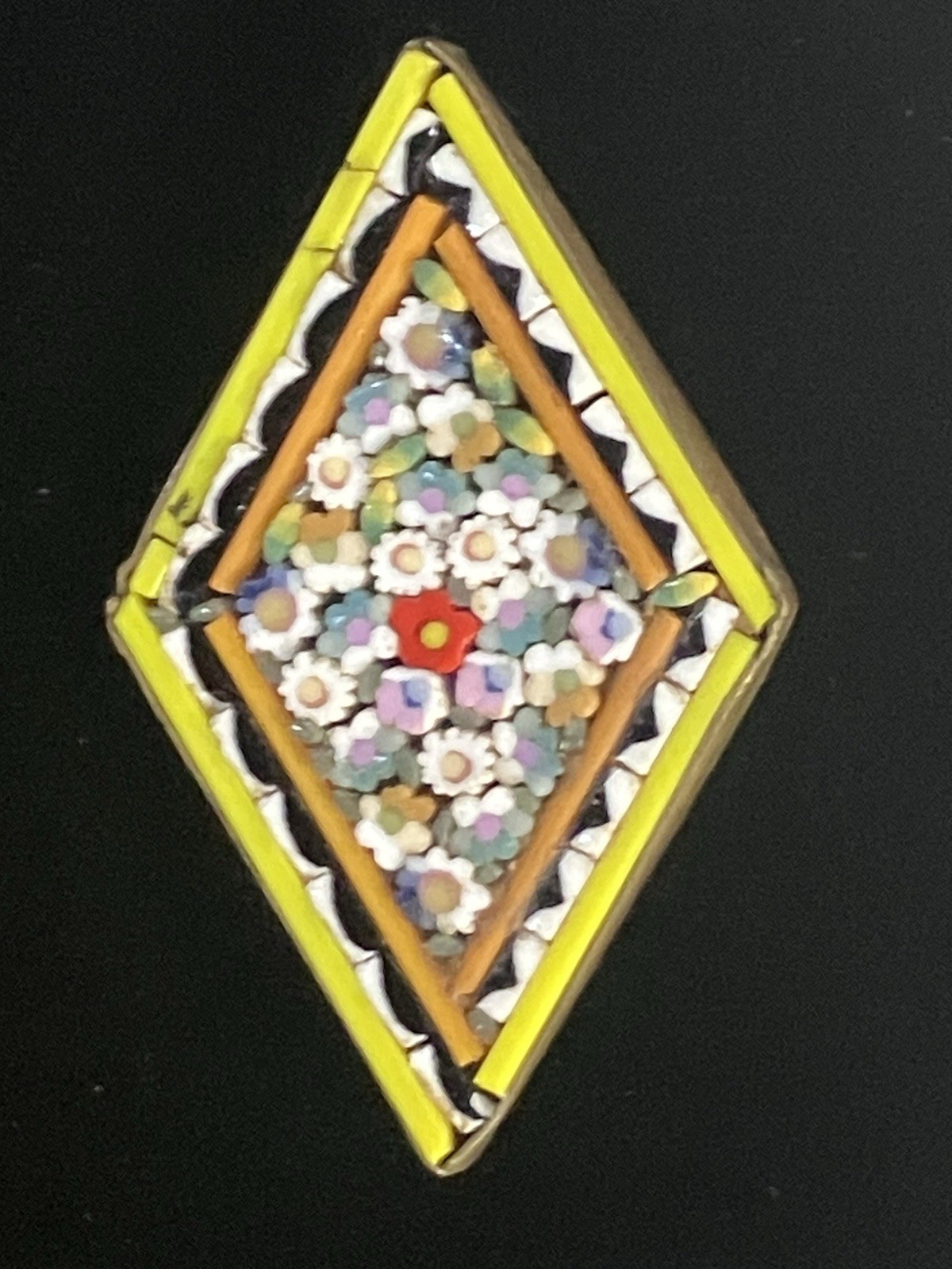 Vintage Micro Mosaic Pin In vibrant Colors Made in Italy