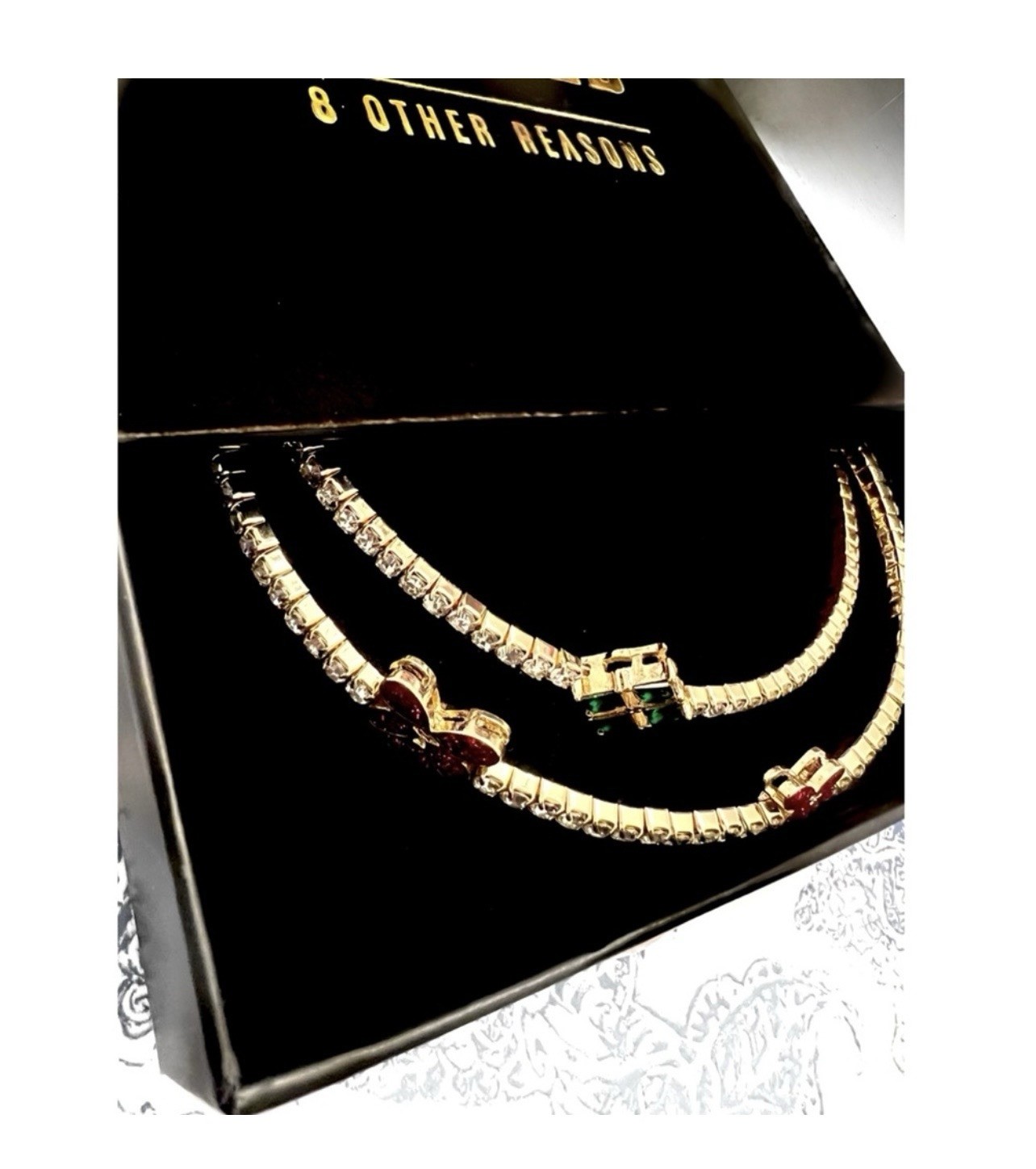 NWT Revolve × 8 Other Reasons Wicked Pink Butterfly CrystalChoker Necklace Set