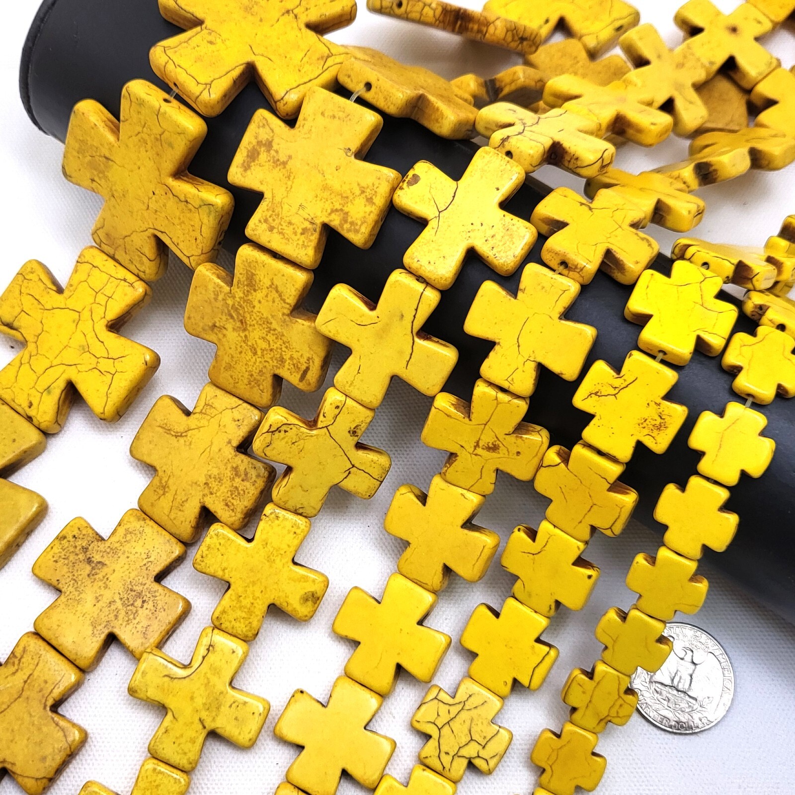 Yellow Cross Square Howlite Turquoise Spacer Loose Bead 15mm 20mm 30mm 15″ DIY