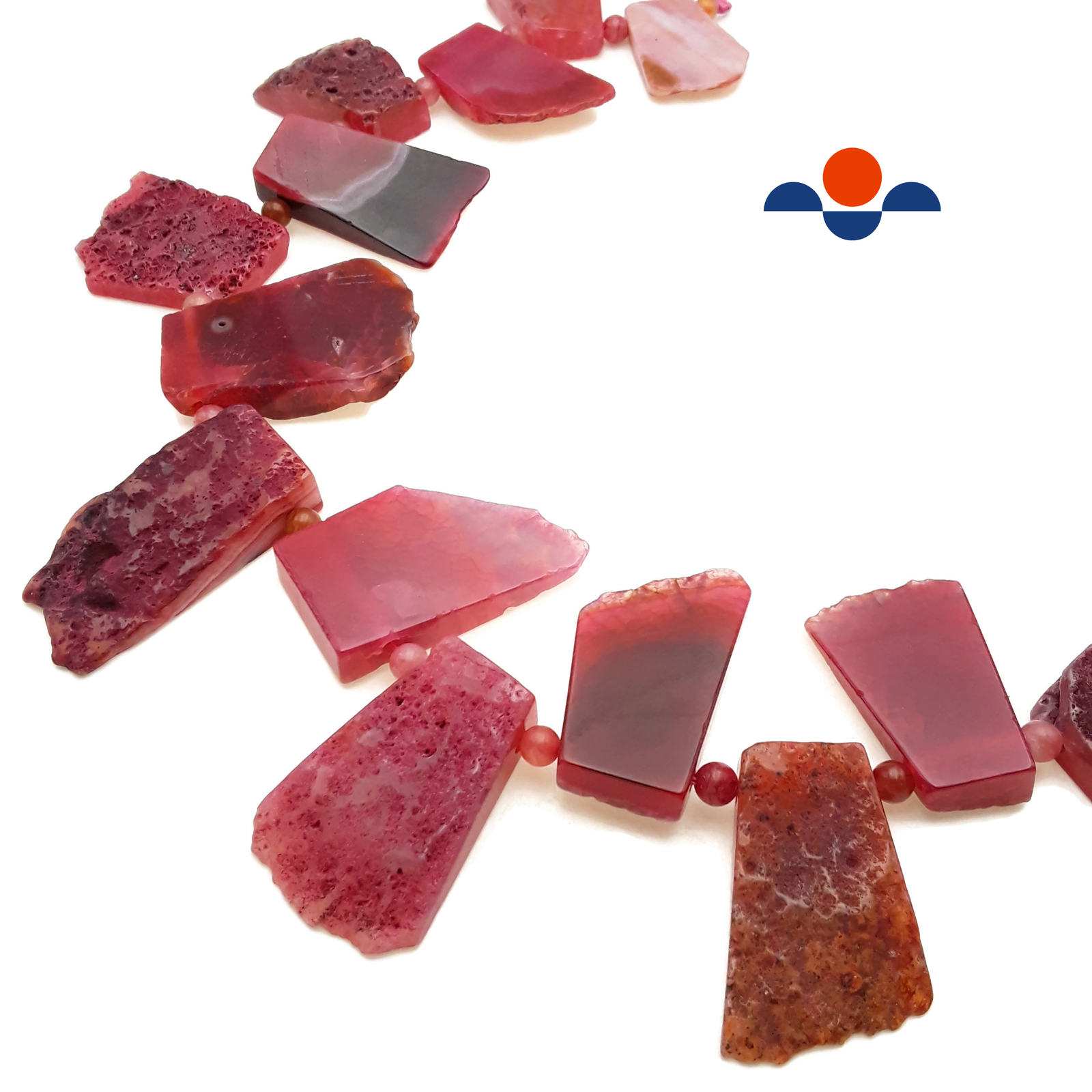 Red Agate Slice Irregular Trapezoid Slab Beads Approx 30x45mm 15.5″ Strand
