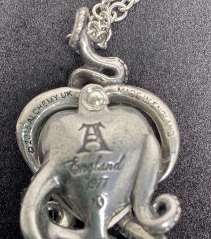 Alchemy England Pewter Gothic Cthulhu Heart Crystal Octopus Pendant