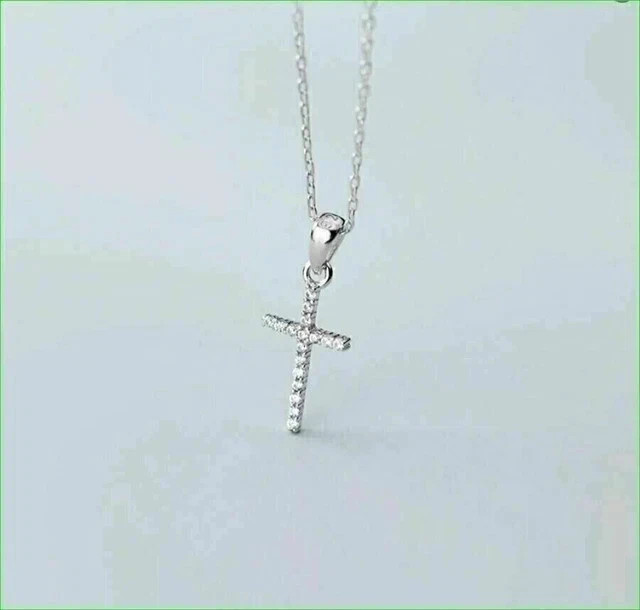 1Ct Round Cut Lab Created Diamond Women’s Cross Pendant 14K White Gold Plated