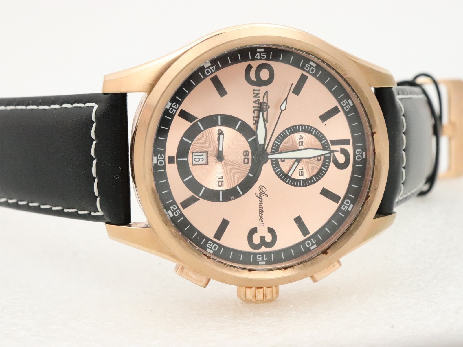 48mm Invicta 7418 Signature II Tritnite Watch Rose Gold Plate Chronograph Men
