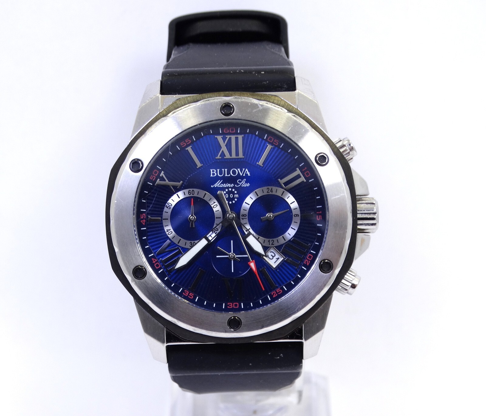 BULOVA 98B258 MARINE STAR Chronograph Blue Dial Stainless Steel Quartz Watch
