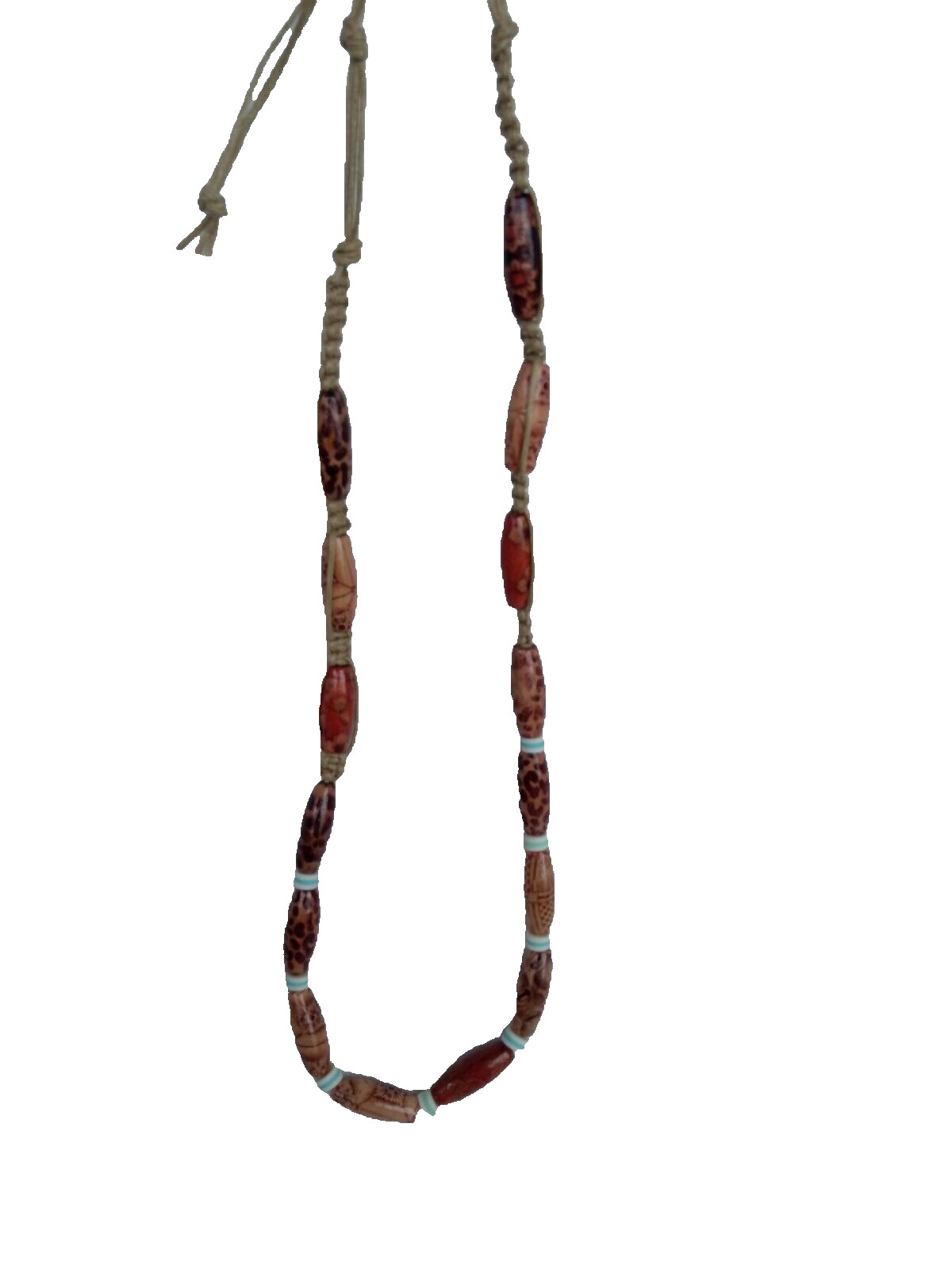 HEMP SURFER BOHO Ethnic Tribal NECKLACE 30″ Unisex Beach Macrame US Seller New