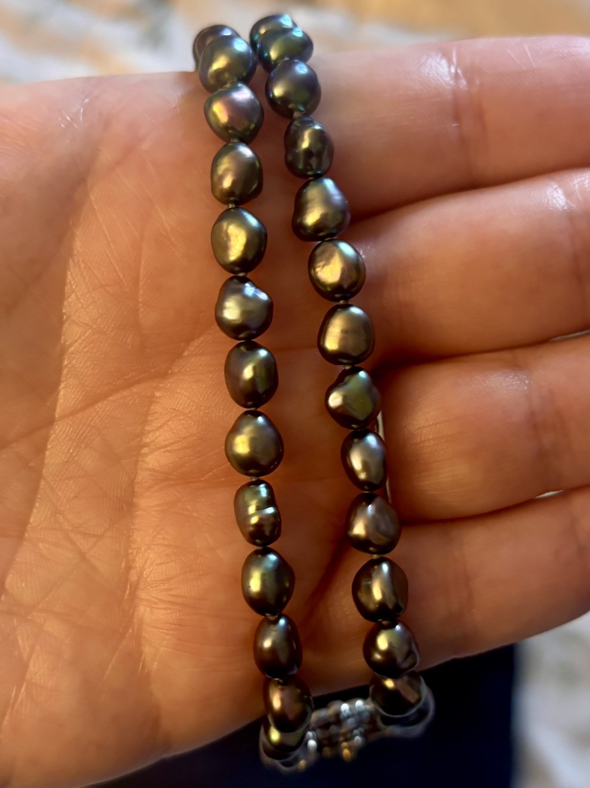 BARBARA BIXBY SS 18K Gold Tanzanite & Black Baroque Pearl Strand Necklace 20″