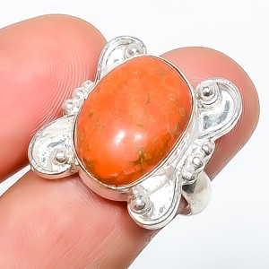 Copper Red Turquoise Gemstone 925 Silver Plated Ring s.8 TR508-958