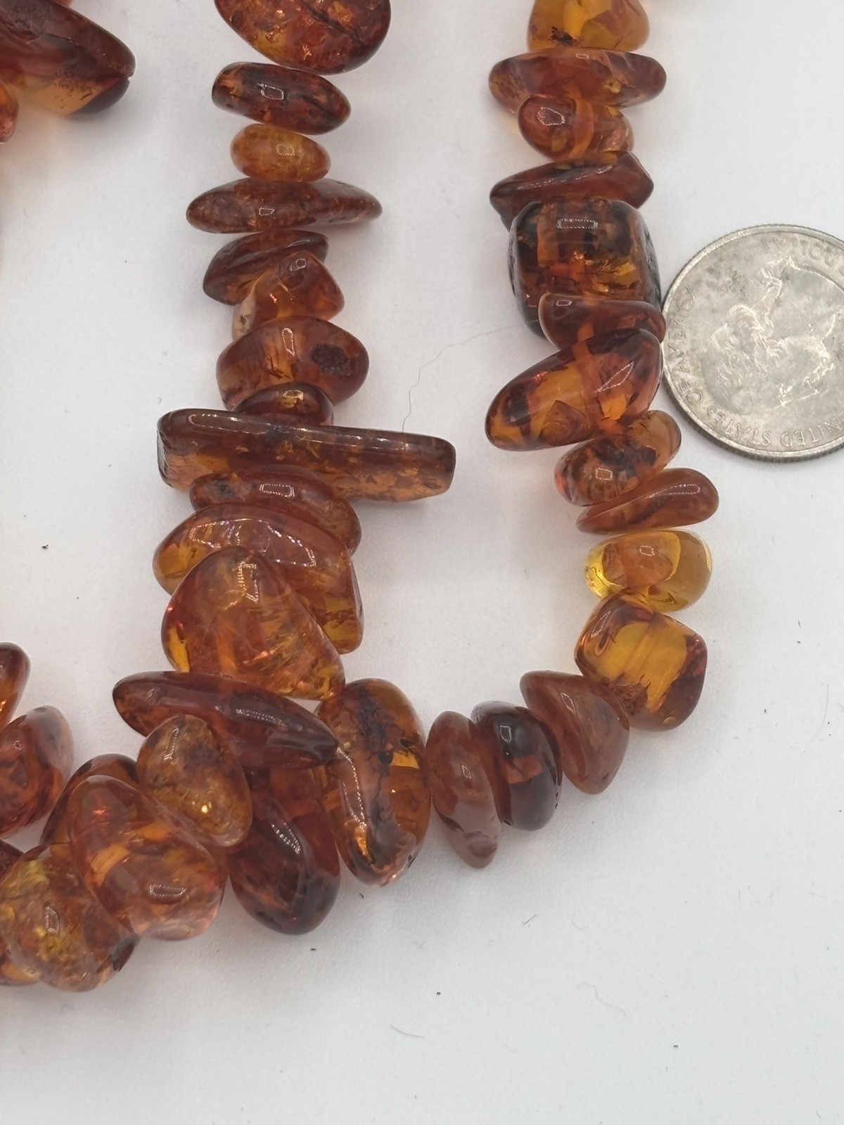 Vintage Baltic Amber Nugget Necklace 114g/4oz– Natural Cognac Inclusions – 42”