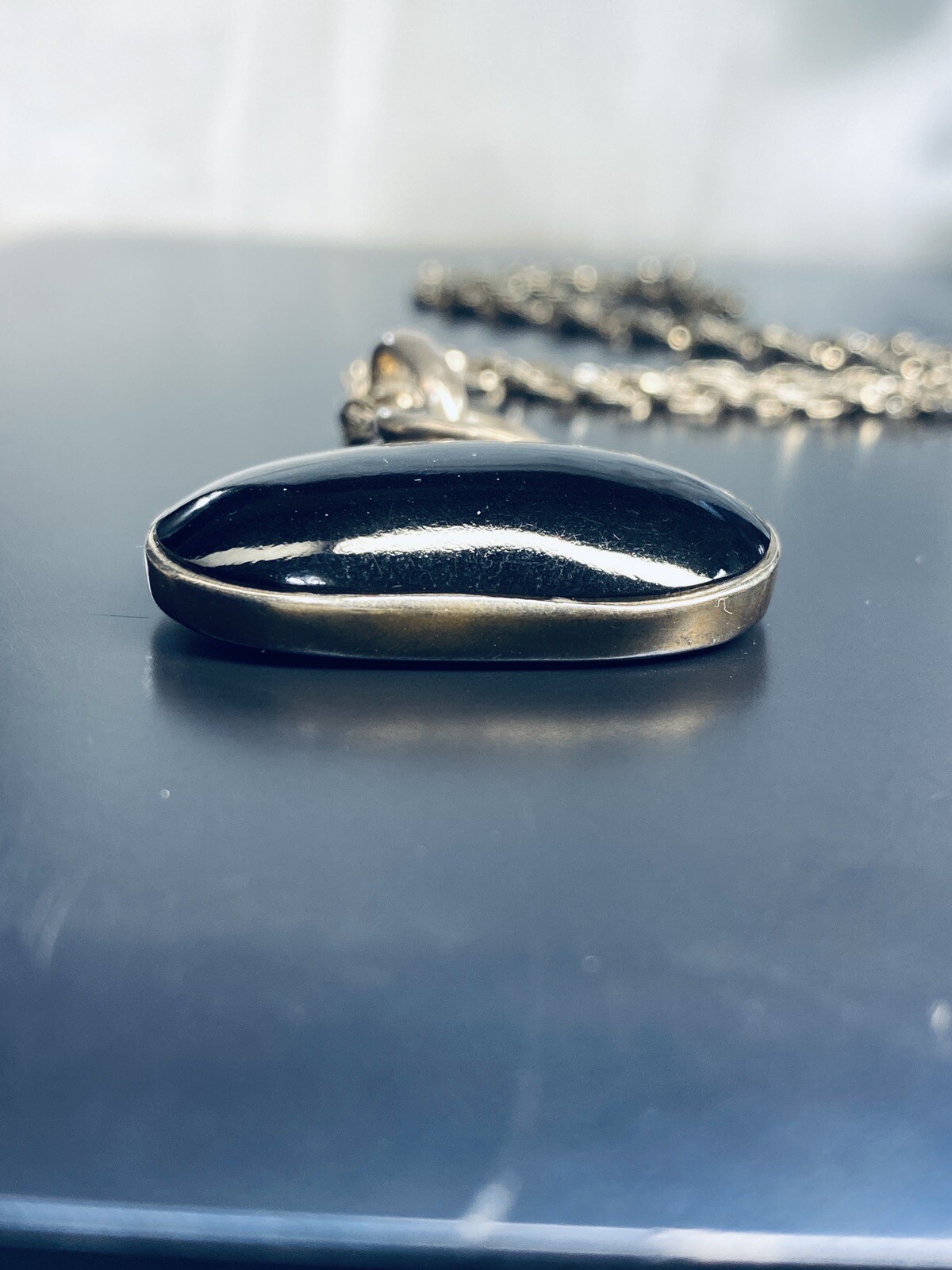Vintage Retired Sterling Silver 925 Silpada Black Obsidian Pendant Necklace
