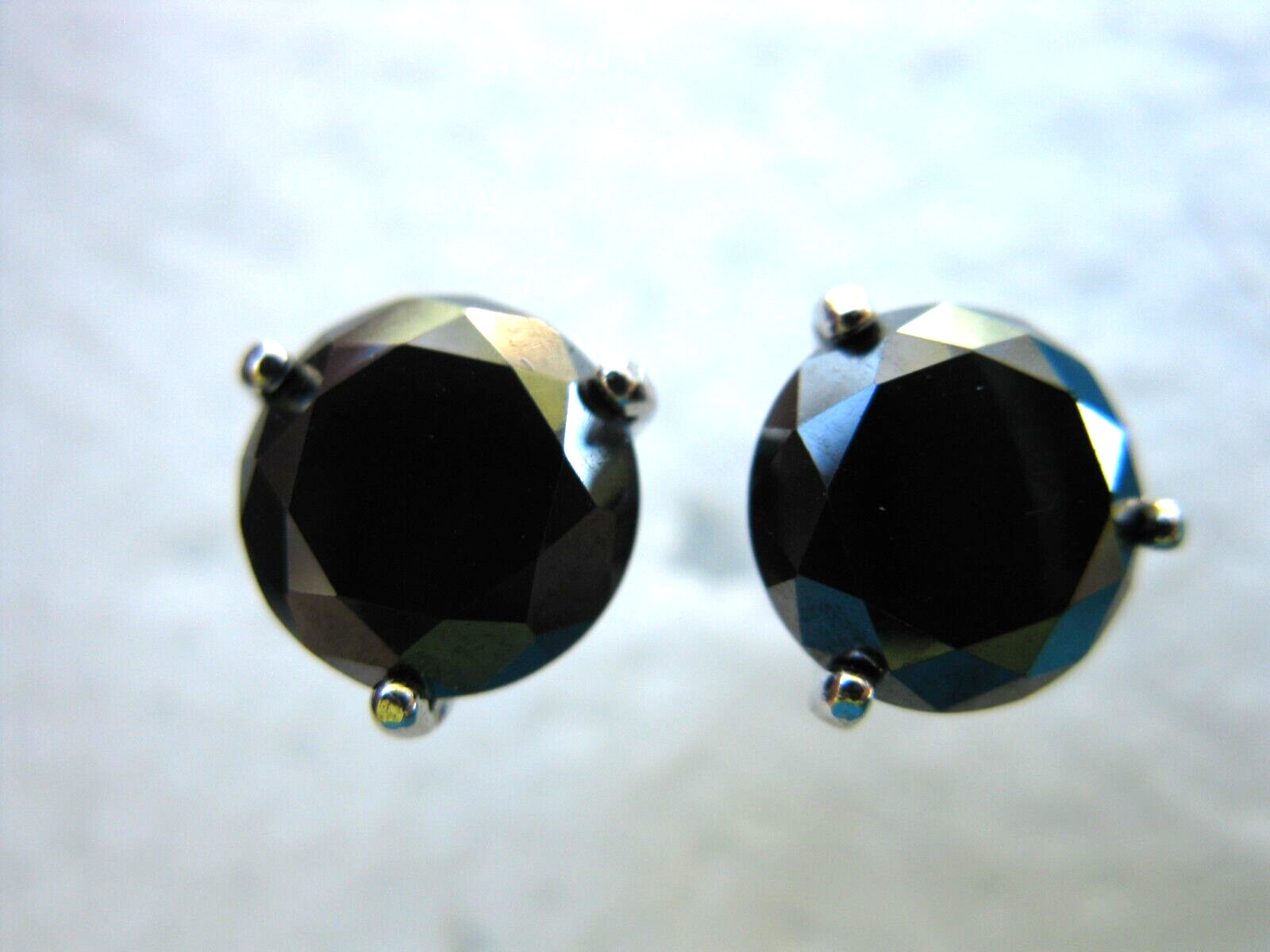 2.62ctw SCREW BACK 100% REAL BLACK DIAMOND EARRINGS,CERTIFICATE,FREE DIA TESTER