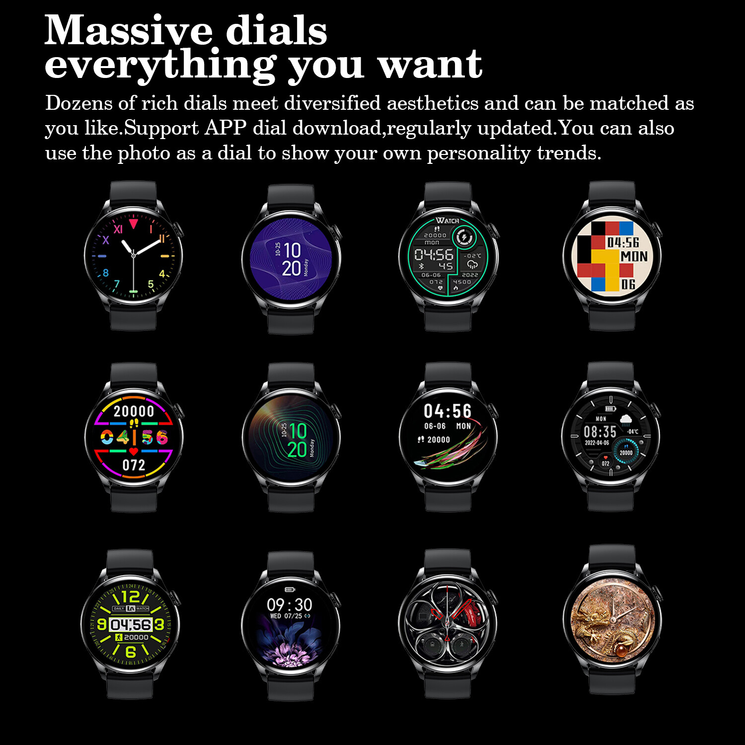 Smart Watch NFC Touch Screen Heart Rate Blood Pressure Monitor Fitness Tracker✎