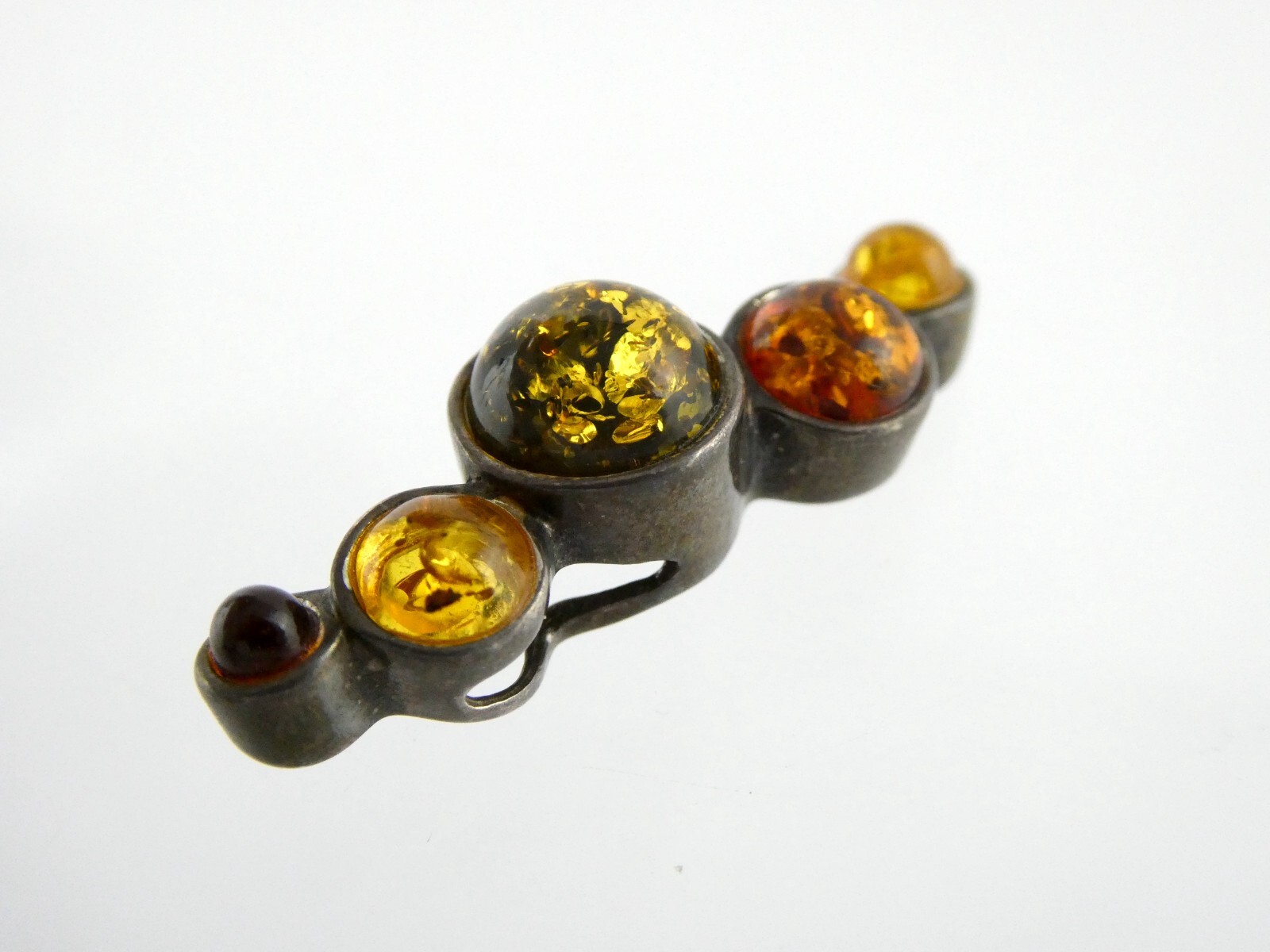 Sterling Silver Yellow Green Orange Amber Slide Pendant 925 2.8g 1 1/8 Inches