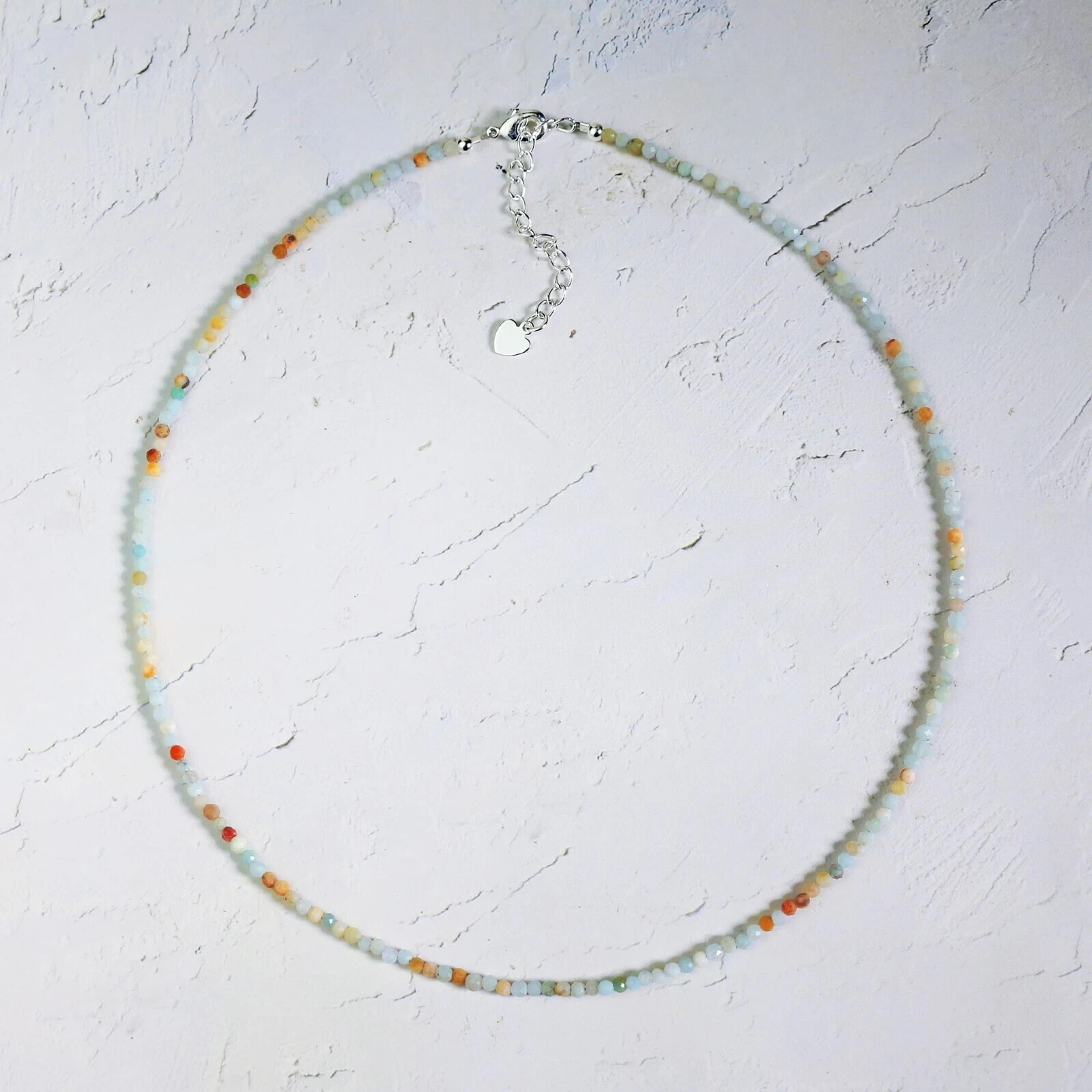 Amazonite 2mm Gemstone Beads Dainty Choker Necklace Minimalist Crystal Necklace